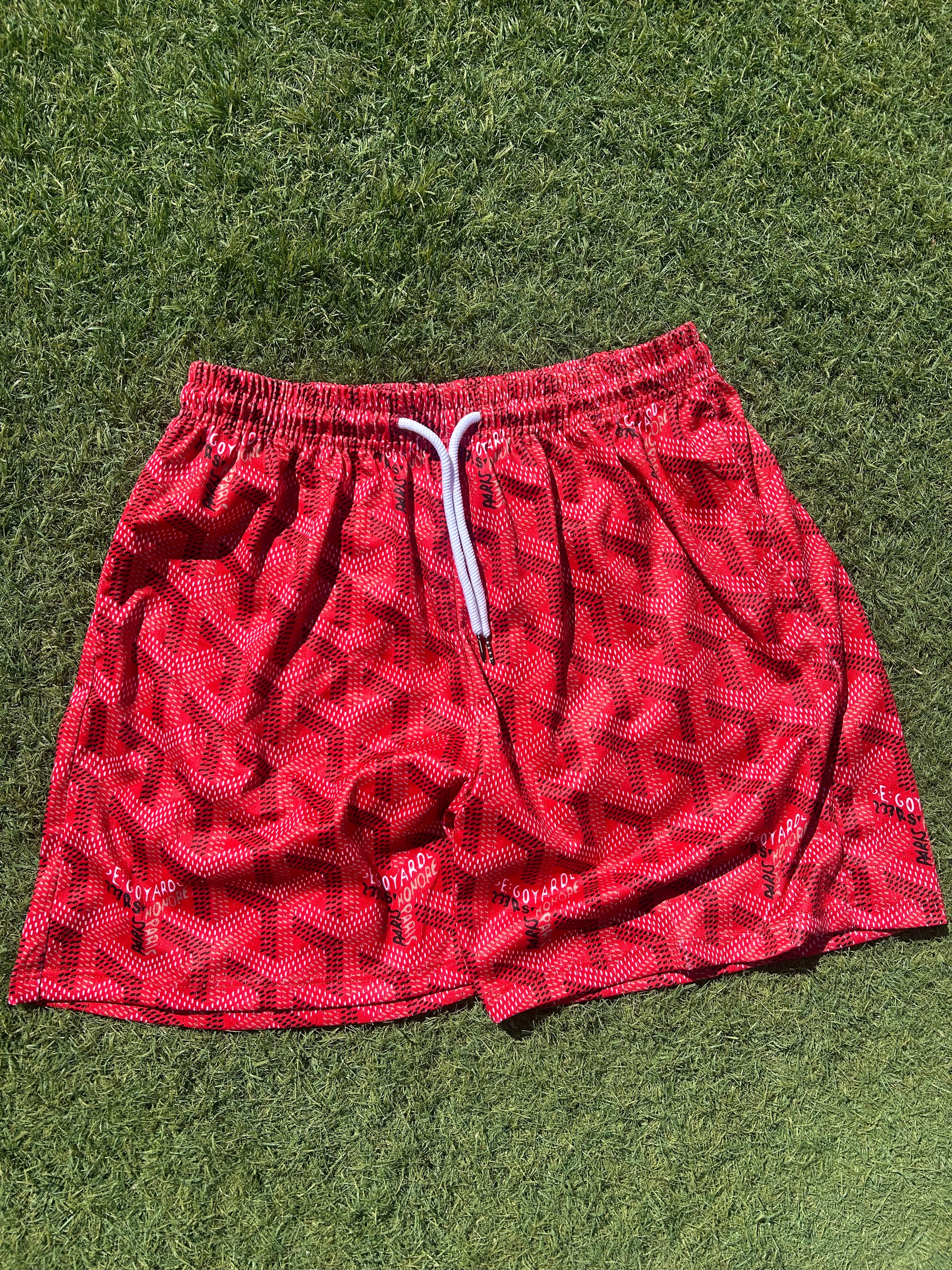 red custom 5' luxury mesh shorts