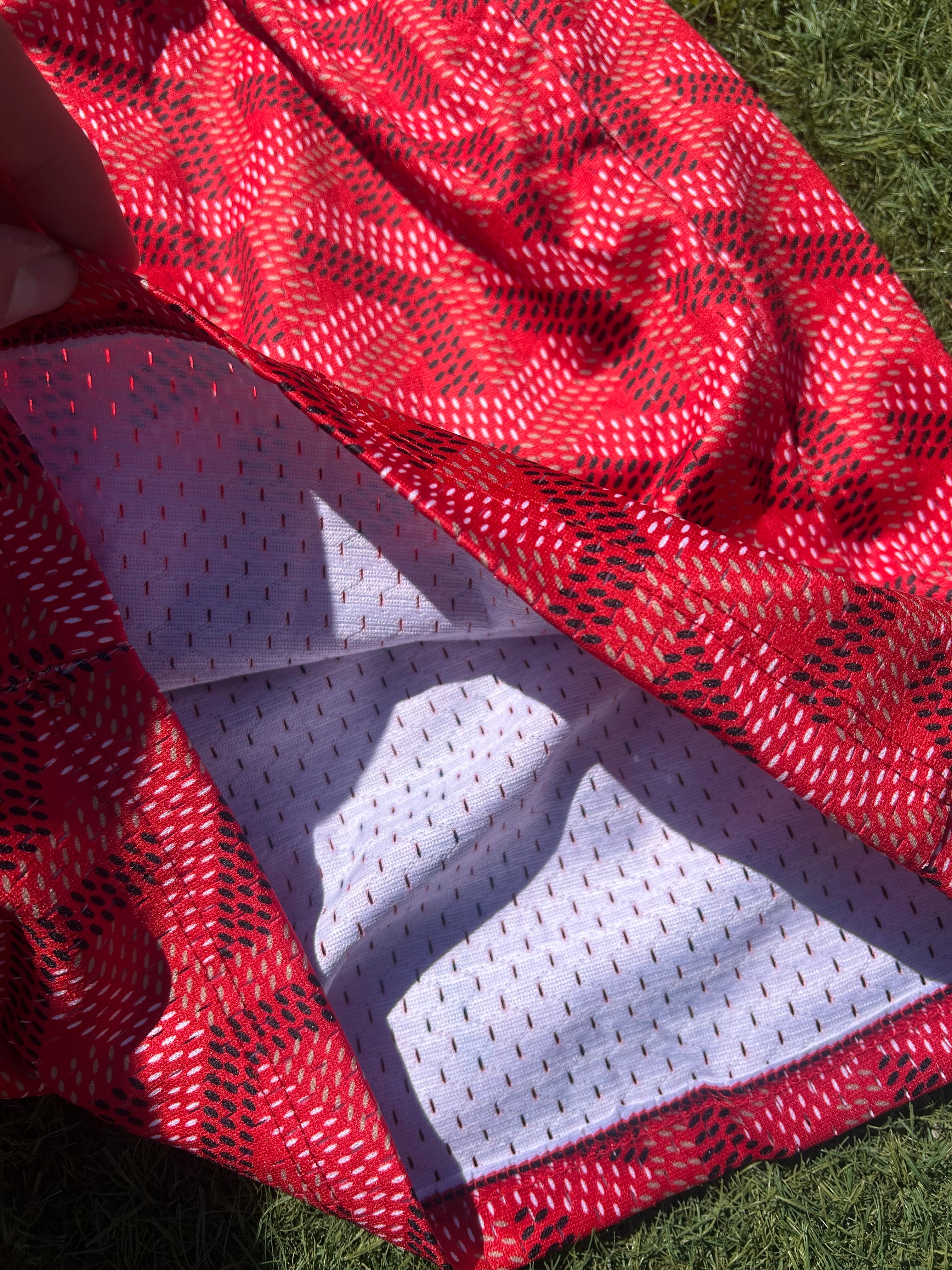 red custom 5' luxury mesh shorts