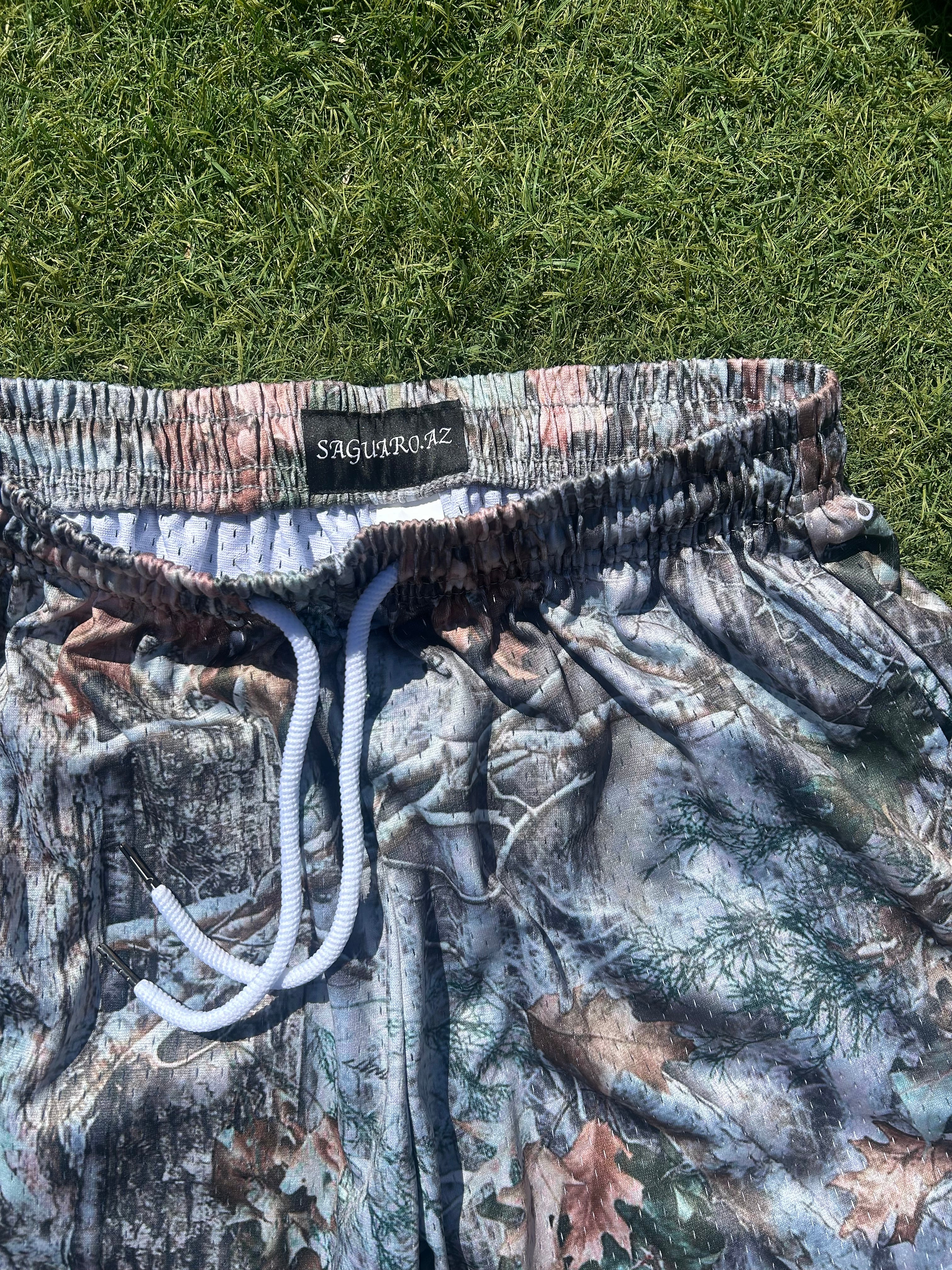 "saguaro's" signature camo mesh shorts