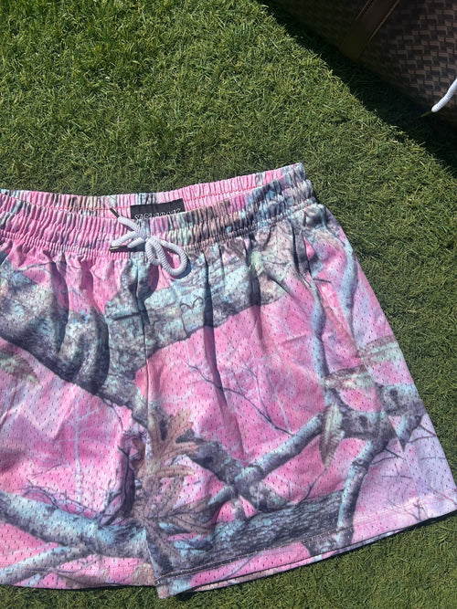 "saguaro's" premium pink camo mesh shorts