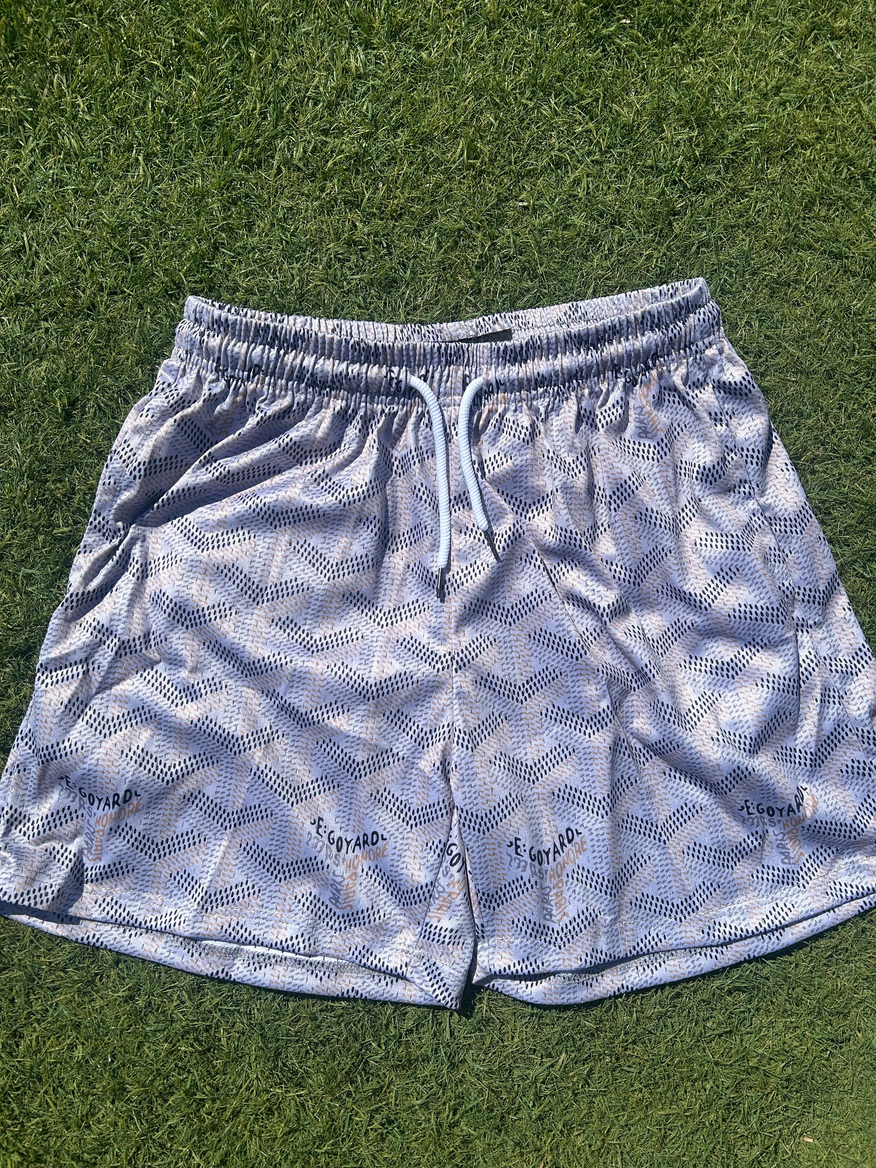 light grey/beige custom luxury mesh shorts