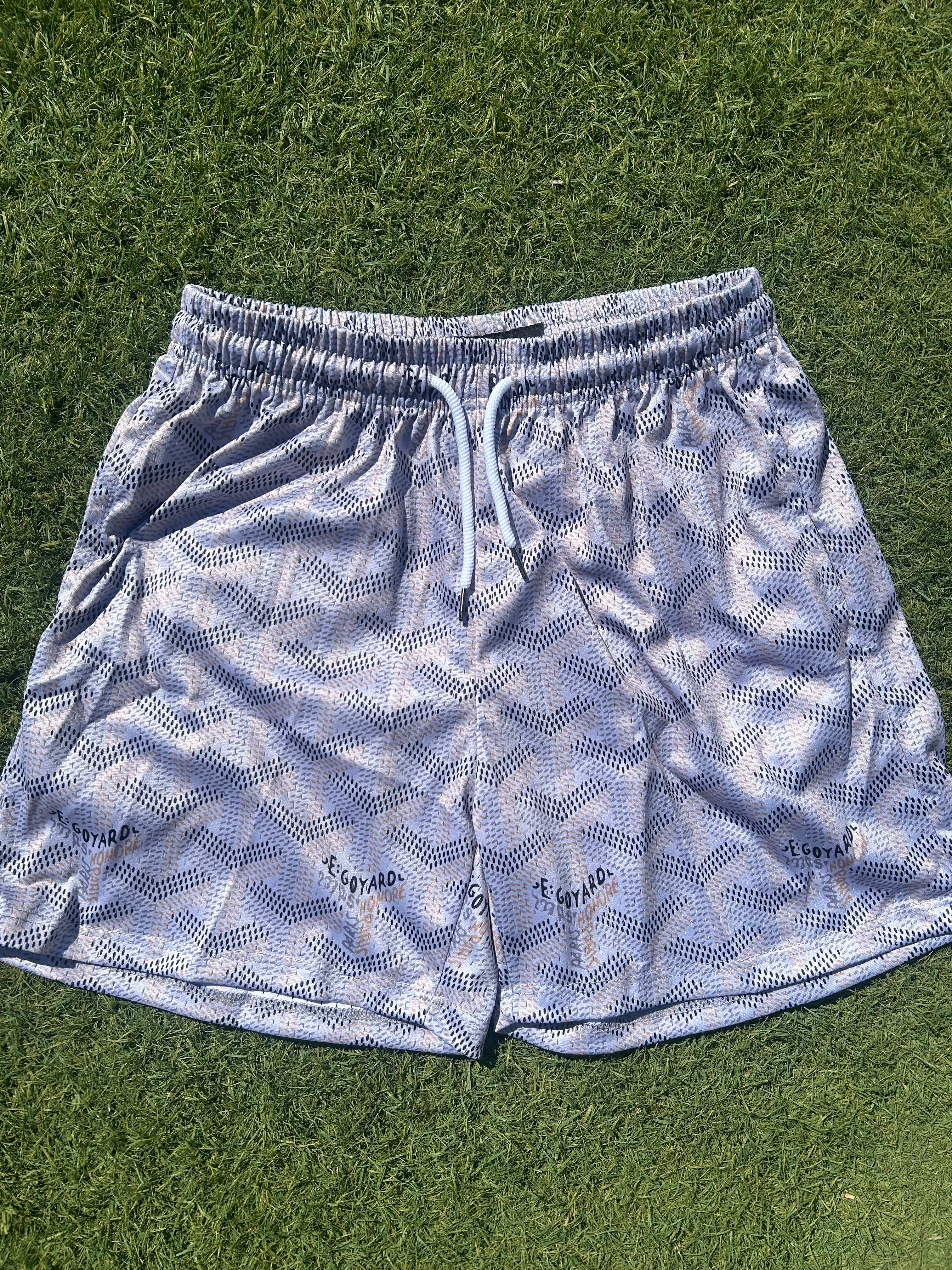 light grey/beige custom luxury mesh shorts